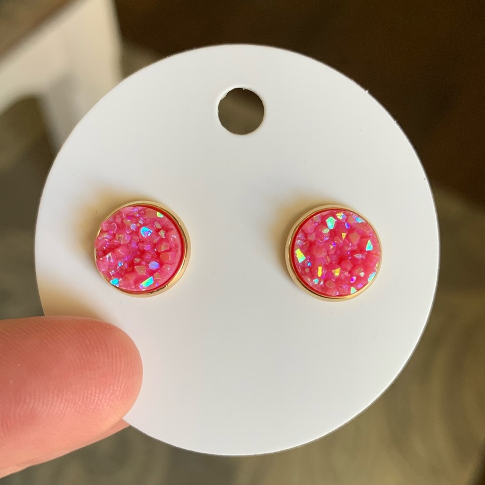 10mm Raspberry Druzy Stud